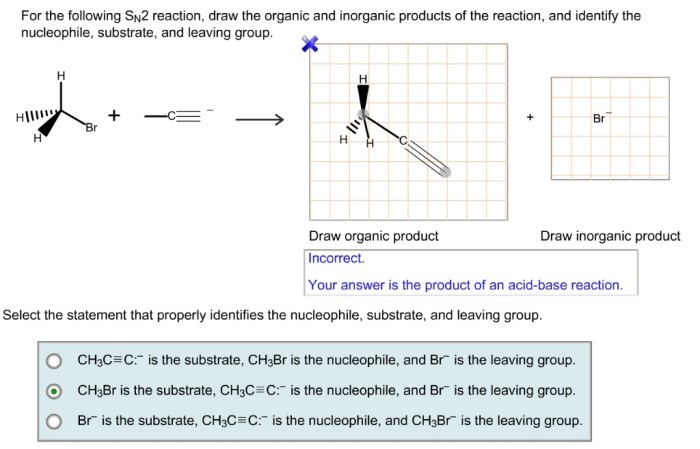 Draw the organic and inorganic products