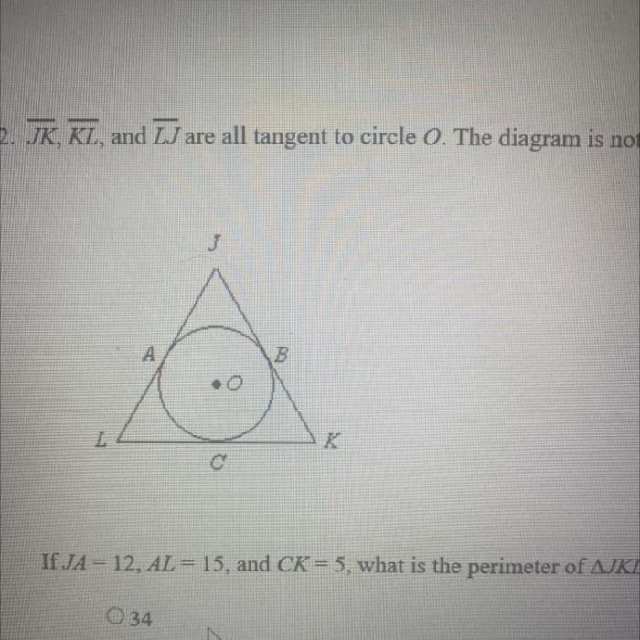 Jk kl and lj are all tangent