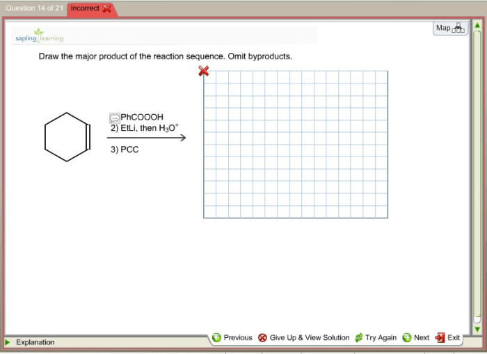 Draw the major product of the reaction sequence. omit byproducts.